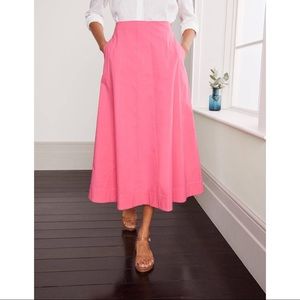 Boden Marcia A-Line Cotton Midi Skirt Pink Size 12